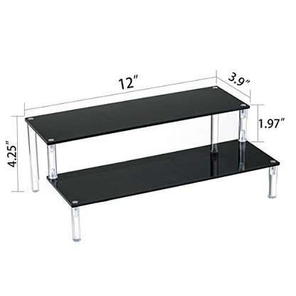 BYCY 2 Pack 2-Tier Black Acrylic Display Stand Display Shelf for Dessert Jewels Figurines, Cupcake Stand - 2 Pack ( 12" * 6.9" * 4.25" ) - color: Black, size: 2 Tier - 2 Pack