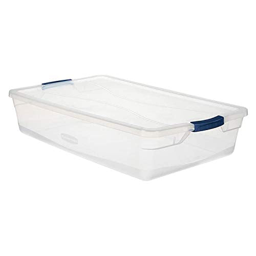 Rubbermaid Cleverstore Clear 41 QT Pack of 6 Stackable Plastic Storage Containers with Durable Latching Clear Lids - size: 41 Quart - 6 Pack