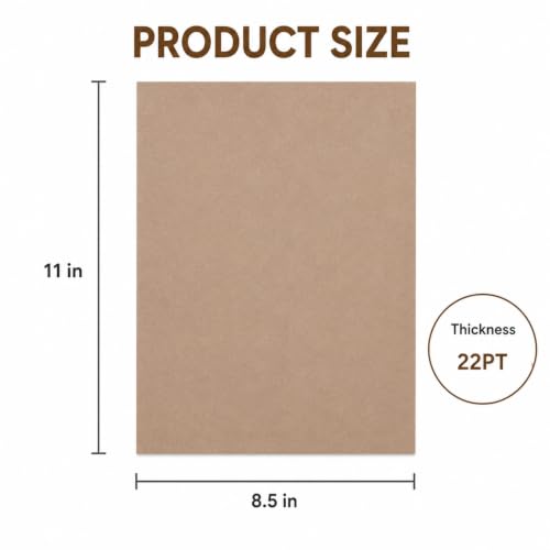 Chipboard Cardboard 8.5 x 11 inch, 20 Sheets of 22 Point Kraft Board, Flat Cardboard Inserts for Shipping, Mailing, Packing, DIY Crafts - color: Beige