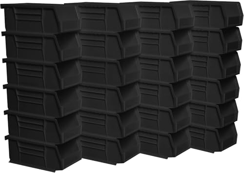 Akro-Mils 30220 AkroBins Plastic Storage Bins, 7"x4"x3", Black, 24-Pack - color: Black