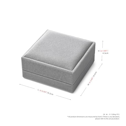 Velvet Jewelry Set Box, Gray Velvet Necklace Earring Ring Organizer - color: Grey