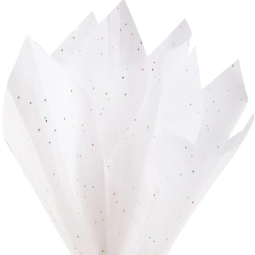SUNCOLOR 36 Sheets Glitter White Tissue Paper, 20 x 20 Inch Sparkly Wrapping Paper for Gifts, Crafts, Weddings, Baby Showers, Packaging - color: White