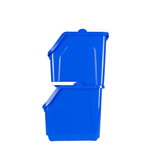 Recycling Rules! 6 Gallon Stackable Recycling Bin Container in Blue, Eco-Friendly Handy Recycle Bin with Easy-to-Carry Handle, 2-Pack - size: 2-pack