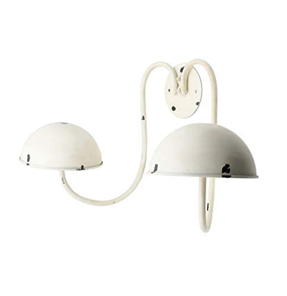 Owlgift Modern Metal Wall Mounted Entryway Retail Hat Rack/Wig Display Stand w/ 2 Circular Hat Hooks, White - color: White