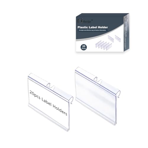 Diteje 20 Pack Wire Shelf Label Holders with Paper Inserts,2.36x1.50inch - size: 2.36x1.65in