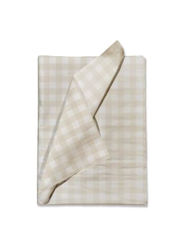 Beige Gingham Tissue Paper, 24 Sheets, 20 x 30 Inch Gift Wrap Tissue Paper - color: Beige Gingham