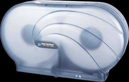 San Jamar R4090 Oceans Twin 9" Jumbo Bath Tissue Dispenser, 19" Width x 12" Height x 5-1/4" Depth, Arctic Blue - color: Arctic Blue, style: Oceans