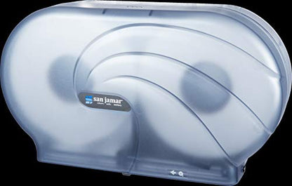 San Jamar R4090 Oceans Twin 9" Jumbo Bath Tissue Dispenser, 19" Width x 12" Height x 5-1/4" Depth, Arctic Blue - color: Arctic Blue, style: Oceans