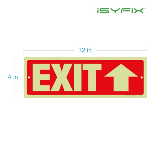 iSYFIX Exit Signs with Directional Up Arrow, 2 Pack, 12x4 Inch - color: Plastic Up Glow, size: 2 Pk 12x4