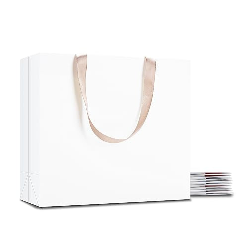 White Gift Bags Large, 10Pcs 12.5"x4.5"x11" Large Gift Bags Bulk - color: White, size: 12.5 x 4.5 x11 Inch (Pack of 10)