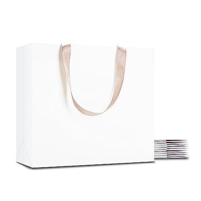 White Gift Bags Large, 10Pcs 12.5"x4.5"x11" Large Gift Bags Bulk - color: White, size: 12.5 x 4.5 x11 Inch (Pack of 10)