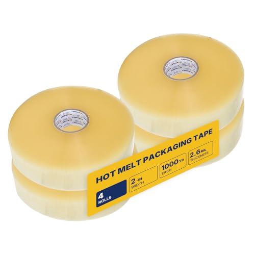 NORTHSKY Bulk Packing Tape, 4 Rolls Clear Packing Tape 2 Inch Wide x 1000 Yards Each, 2.6 Mil Heavy Duty Shipping Tape, Packaging Tape for Boxes, Carton Sealing, Moving, Warehouse, Storage, Shipping - size: 2 inches x 2.6 mil