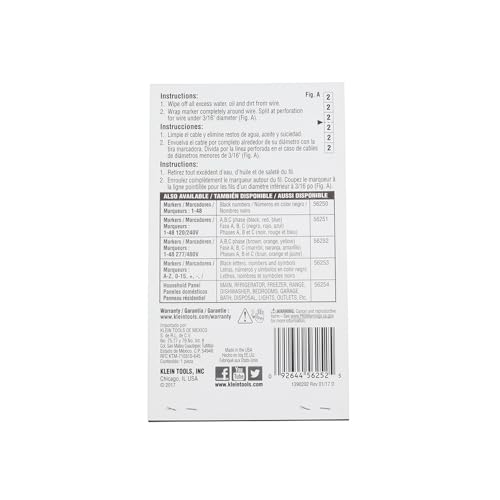 Klein Tools 56252 Wire Marker Book, 277/480V 3 Phase 1-48 - size: 1 Count (Pack of 1), style: 277/480V