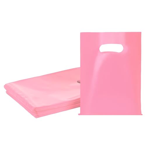 Pink 100 PCS Small Gift Bags, 6"x8" Goodie Party Favor Bags with Handle, Treat Retail Pouches for Kids Birthday, Christmas, Small Business - color: Pink-100PCS