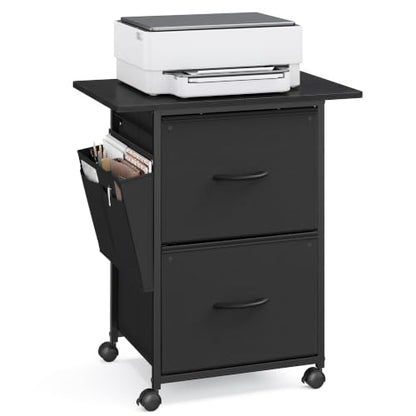VASAGLE 2-Drawer File Cabinet, Mobile Printer Stand with Storage - color: Black, size: 2 Drawers