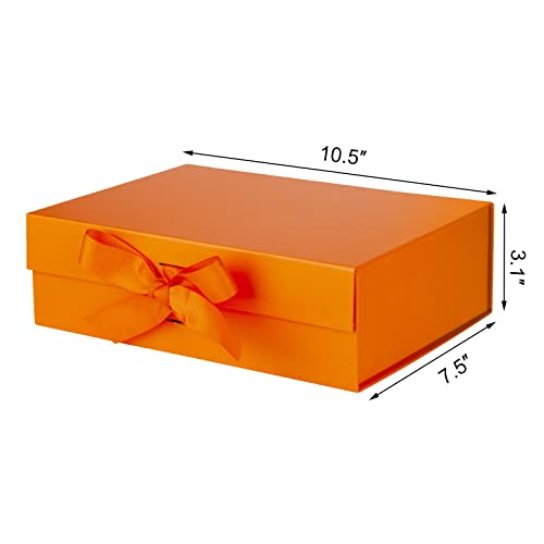 DaiJoob Orange Gift Box with Lid for Presents 10.5x7.5x3.1 Inches - color: Orange-10.5x7.5x3.1 Inch-1pcs