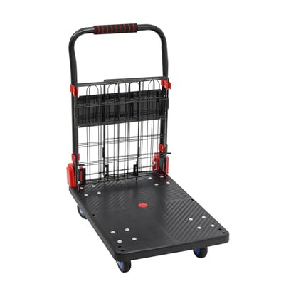 Platform Truck Cart with Removable Cage 4-in-1 Heavy Duty Push Cart Dolly Load 330LBS with Swivel Casters, Multipurpose Platform Hand Truck Dolly for Grocery/Stall/Storage