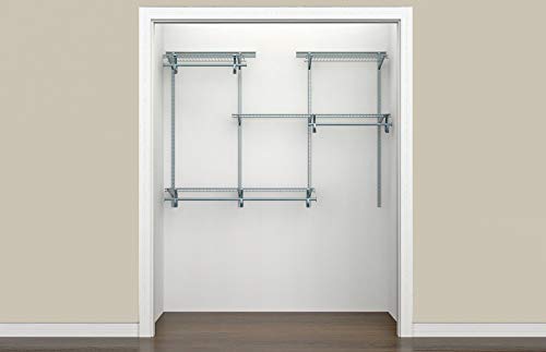 ClosetMaid ShelfTrack Wire Closet Organizer System, Adjustable from 4 to 6 Ft., with Shelves, Clothes Rods, Hardware, Durable Steel, Satin Chrome - color: Satin Chrome, size: 4 ft to 6 ft