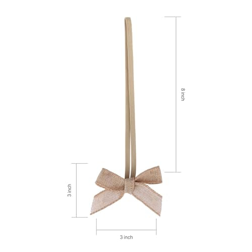 Meseey 30pcs 8 Inch Stretch Elastic Loops with Pre-Tied Ribbon Bows for Gift Wrapping,Baby Showers, Weddings, Christmas Boxes (8 Inch, Linen) - color: Linen, size: 8 Inch
