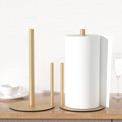 Paper Towel Holder Gold Stainless Steel Kitchen Countertop Roll Organizer - color: Gold