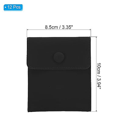 PATIKIL 12 Pack Jewelry Pouches with Snap Button Velvet Jewelry Pouches - color: Black, size: 10x8.5cm