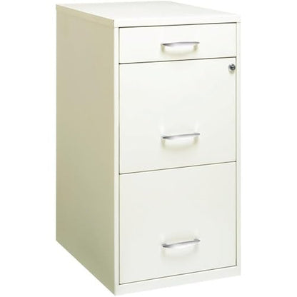 Pemberly Row 3 Drawers 27.32" Vertical White Metal Filing Cabinet Lockable Pre-Assembled Stationary Letter Size for Home, Office - color: White