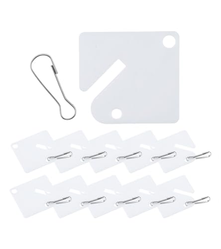 100Pcs Square White Plastic Slotted Key Tags with Metal Snap Hooks - color: White