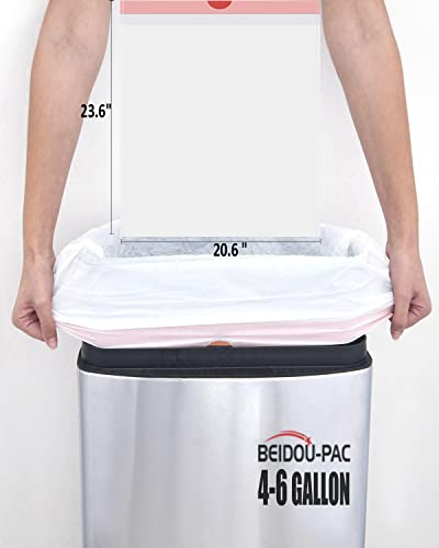 BEIDOU-PAC Trash Bags 4-6 Gallon Drawstring, 150 Count, Multifold Roll Garbage Bags, Medium Kitchen Trash Bags, Odorless & Heavy Duty White Plastic Food Scrap Bags for Bathroom Bedroom Office Waste - style: 4-6 Gallon |150 Count