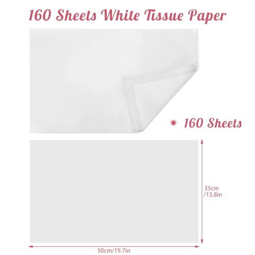 woric 160 Sheets White Tissue Paper Bulk 14 X 20 Inches - color: White