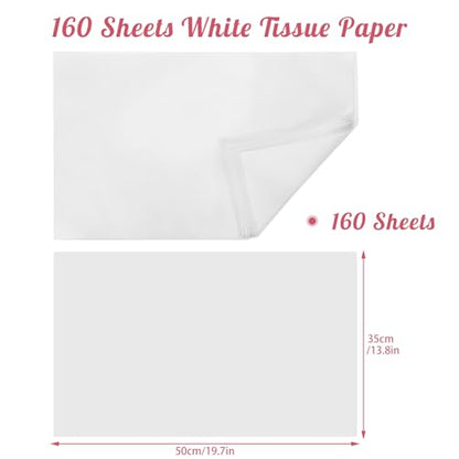 woric 160 Sheets White Tissue Paper Bulk 14 X 20 Inches - color: White