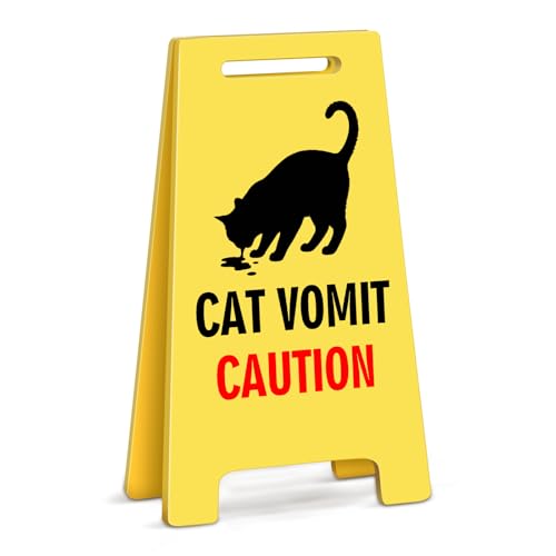 Funny Cat Vomit Caution Acrylic Sign Do Not Disturb Mini Sign Funny Cute Gag Office Desk Accessories Decor Decorations Gifts for Work Women Cat Lovers - style: CAT VOMIT