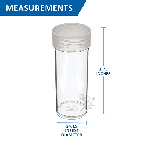 (10) Round Clear Plastic (Quarter) Size Coin Storage Tube Holders with Screw on Lid