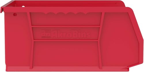 Akro-Mils 30235 AkroBins Plastic Storage Bins, 11"x11"x5", Red, 6-Pack - color: Red