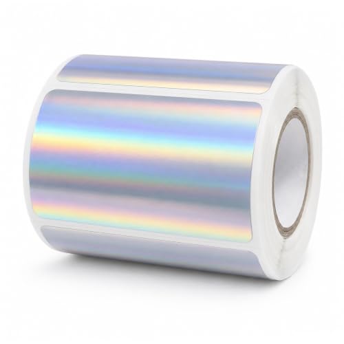 Holographic Silver Thermal Label 1 × 2 Inch Vinyl Sticker 200 PCS - color: Holographic Silver, size: 1 × 2 Inch
