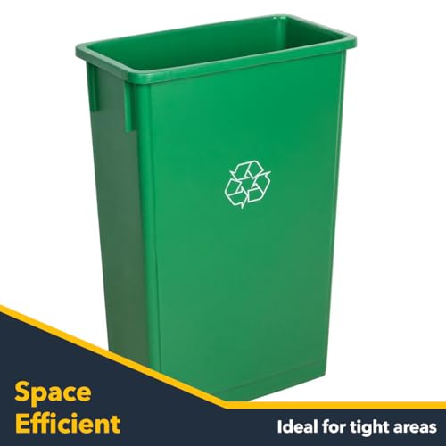 Slim Recycle Container, Heavy-Duty 23 Gallon Trash Can, Commercial Recycle Bin, Durable Plastic Waste Bin, Garbage Can for Restaurants, Office, Garages, Kitchens, Green - color: Green, size: 23 Gallon