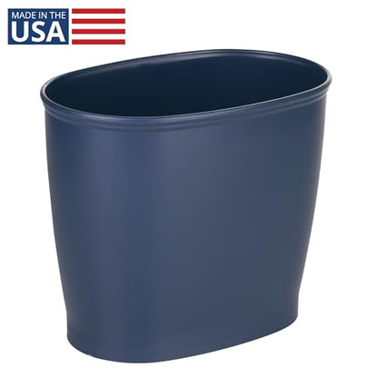 iDesign Slim Plastic Bathroom Trash Can, Navy Blue - color: Navy, style: Pack of 1