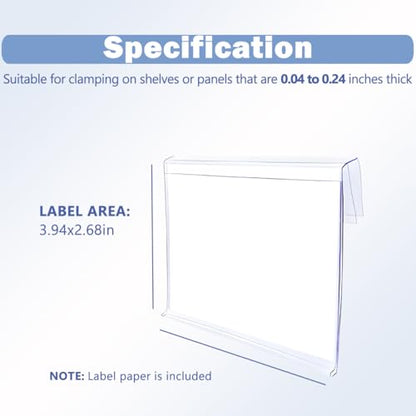 Diteje 40 Pack Wire Shelf Label Holder Shelving Tags with Paper Inserts