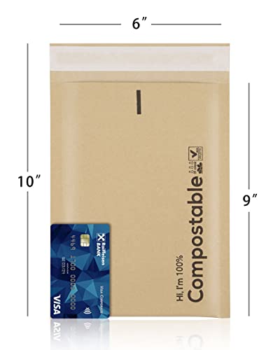 6x10 100% Biodegradable Bubble Mailers,25 Count Kraft Brown #0 Compostable Padded Packaging Wrap Envelopes Pouches Eco Friendly Self Seal Bags - color: Brown, size: 6x10'' 25PCS