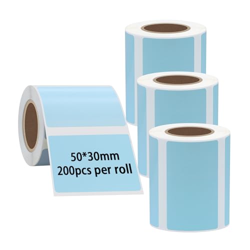 Hybsk Portable Printer Label Paper Multi-Purpose Tear Resistant Direct Thermal Labels Self-Adhesive Stickers Compatible with P50 Label Maker (Blue, 4 Rolls) - color: Blue, size: 4 Rolls