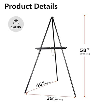 DJAR 63" Wooden Easel Stand for Sign, Adjustable Height, Black - color: Black, size: 1pc