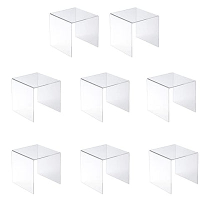 Jusalpha® 8 PC 4'' Clear Acrylic Risers,Retail Display Risers Shelf - size: 4x4x4 Inches