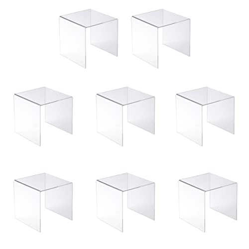 Jusalpha® 8 PC 4'' Clear Acrylic Risers,Retail Display Risers Shelf - size: 4x4x4 Inches