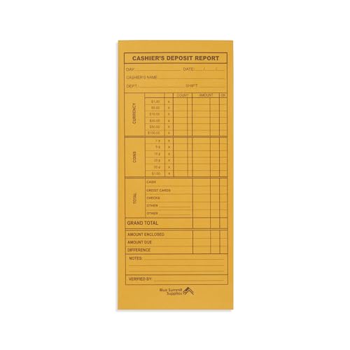 Blue Summit Supplies 500 Cash Deposit Envelopes, 24lb Kraft, Gummed Seal
