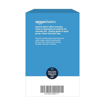 Amazon Basics Flextra Multipurpose Drawstring Trash Bags, 30 Gallon, 50 Count, Tear Resistant