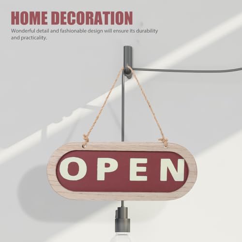Rustic Wooden Door Sign Double-Sided Open Closed Hanging Plaque