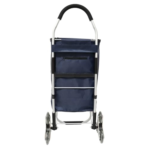 Heavy Duty 3 in 1 Shopping Cart, Foldable Hand Truck with 6 Wheels - color: Navy Blue