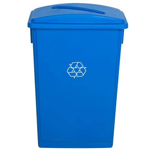 23 Gallon Blue Slim Rectangular Trash Can with lid Restaurant Trash can Commercial Trash can Tall Plastic Trash can Industrial Trash can Square Trash cans with Paper Slot Lid - color: Blue, size: with Paper Slot Lid
