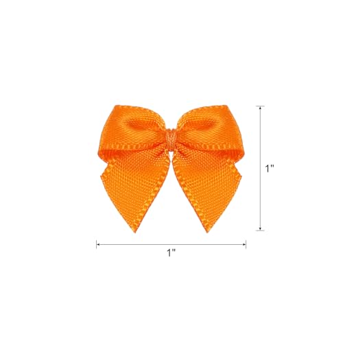 MECCANIXITY Mini Ribbon Bow 1" Mini Fabric Flower Bows Dark Orange 150Pcs - color: Dark Orange
