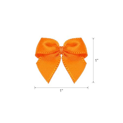 MECCANIXITY Mini Ribbon Bow 1" Mini Fabric Flower Bows Dark Orange 150Pcs - color: Dark Orange