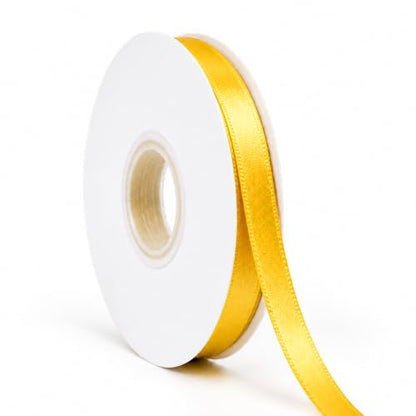 Yellow Ribbon Satin Ribbon 3/8 Inch x 50 Yards with Spool - color: Yellow